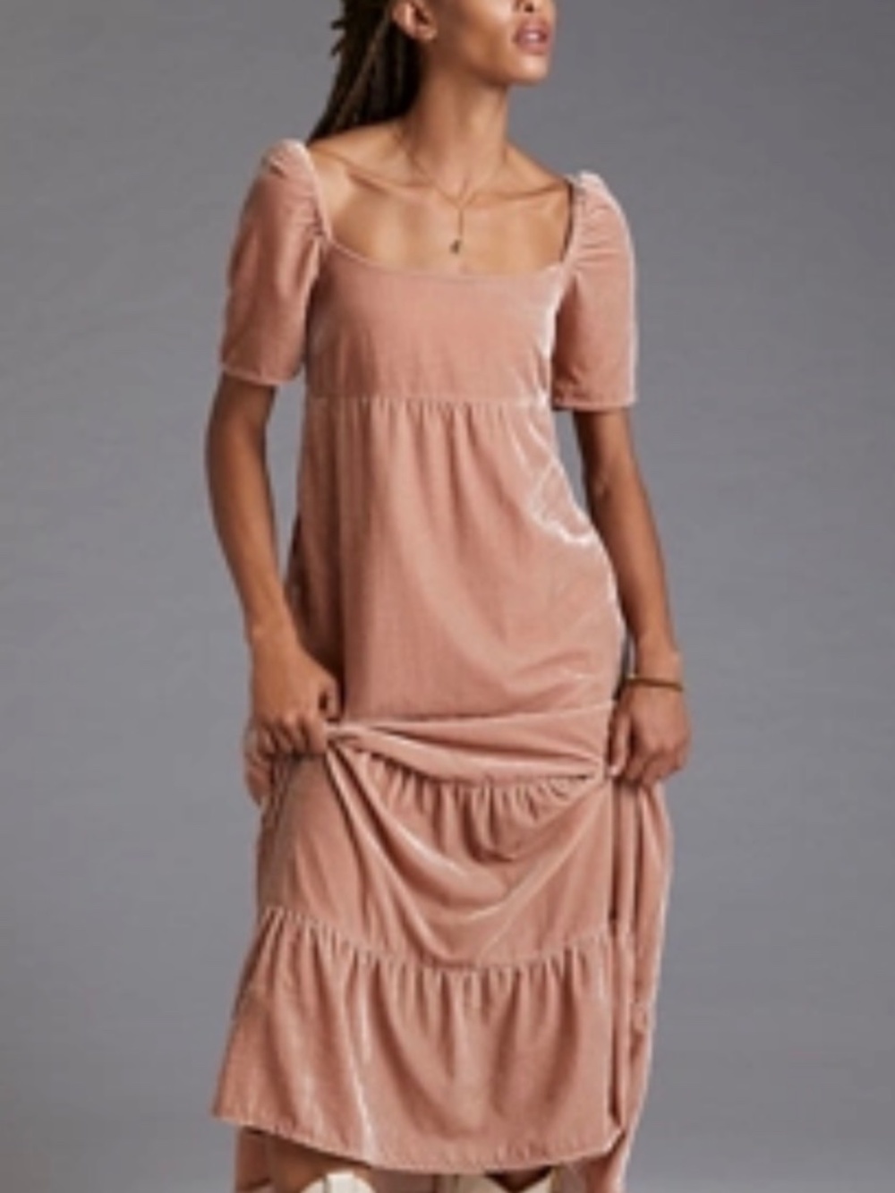 Anthropologie velvet tiered empire waist midi/maxi dress. NWT size 14